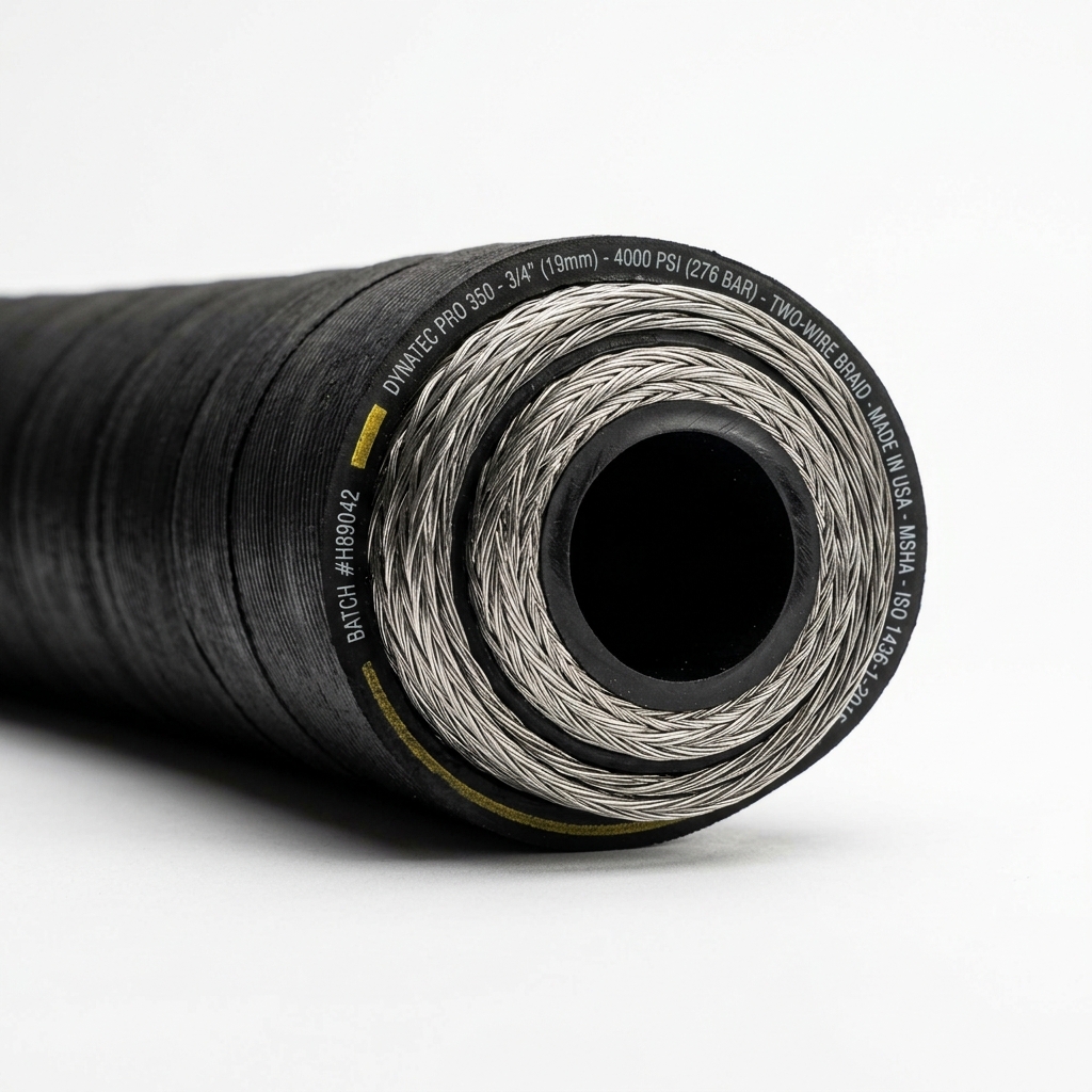 Italian engineered hydraulic hose cross-section
